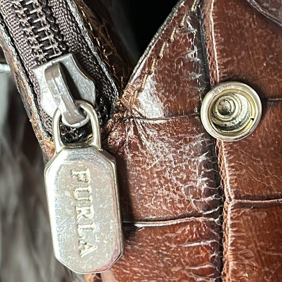 Furla Italian Leather Embossed Crocodile Large Tote Bag - Picture 14 of 16